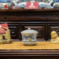 Bát Sâm Thờ Men Rạn Họa Tiết Cuốn Thư