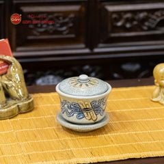 Bát Sâm Thờ Men Rạn Họa Tiết Cuốn Thư