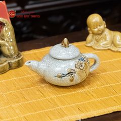 Bộ Ấm Chén Thờ Men Rạn Họa Tiết Hoa Đào