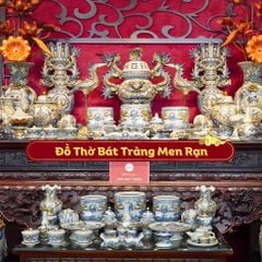 Bộ Đồ Thờ Bát Tràng Gia Tiên Men Rạn