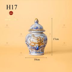 Chóe Thờ Hoa Sen Men Rạn Vẽ Vàng