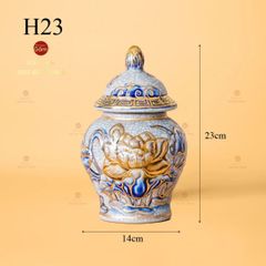 Chóe Thờ Hoa Sen Men Rạn Vẽ Vàng