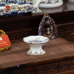 Chân Nến Thờ Men Lam Vẽ Vàng Họa Tiết Hoa Sen