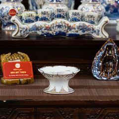 Chân Nến Thờ Men Lam Vẽ Vàng Họa Tiết Hoa Sen