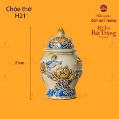 Chóe Thờ Men Hoàng Tộc Vẽ Vàng Họa Tiết Hoa Sen