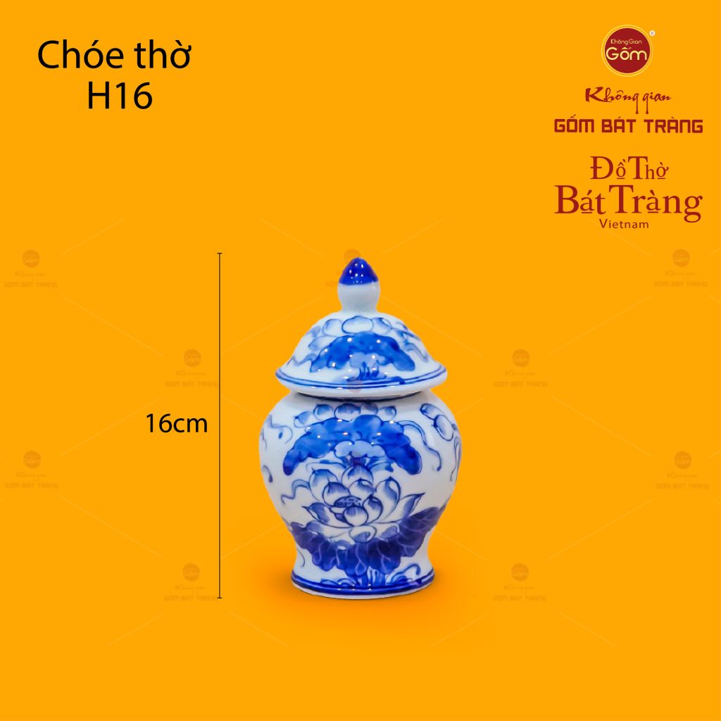 Chóe Thờ Men Lam Họa Tiết Hoa Sen