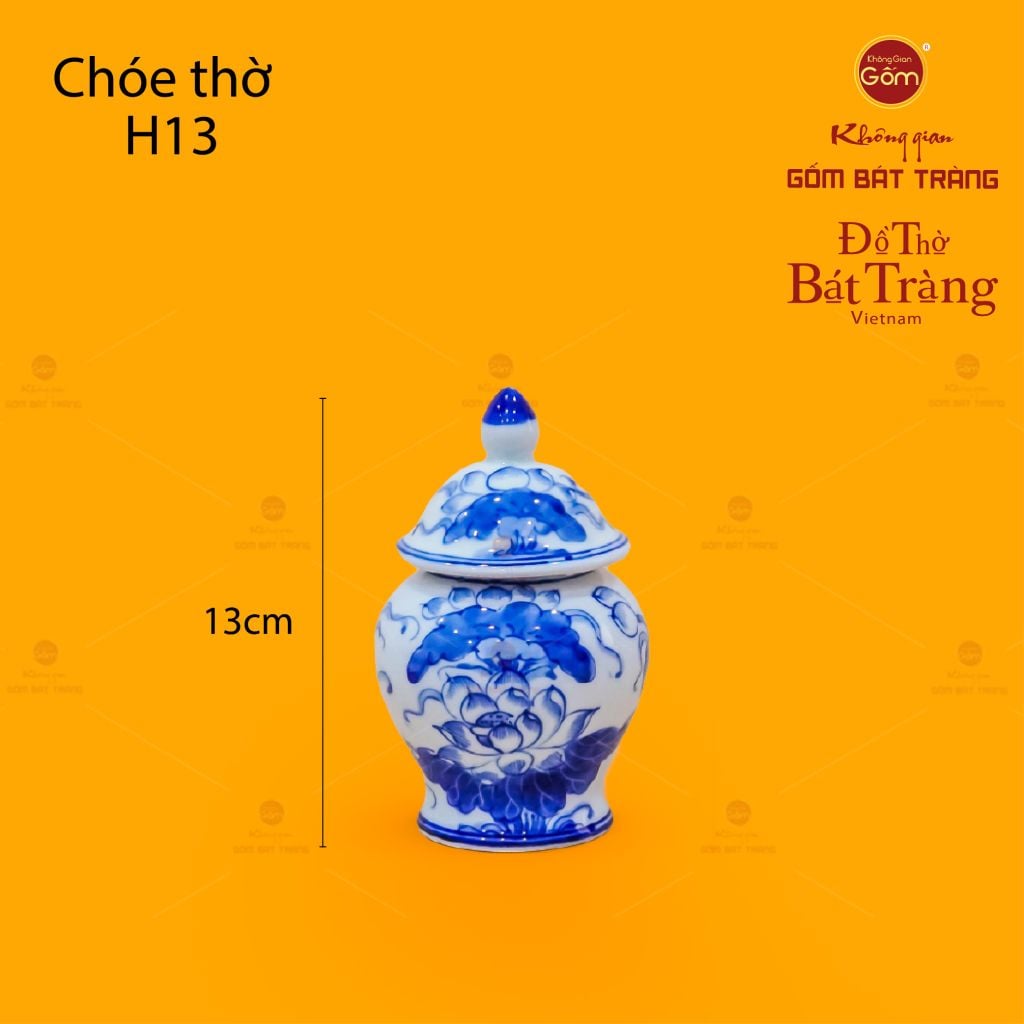 Chóe Thờ Men Lam Họa Tiết Hoa Sen