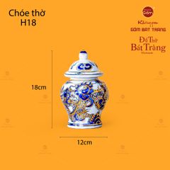 Chóe Thờ Men Lam Nổi Độc Long Chầu Ngọc Vẽ Vàng