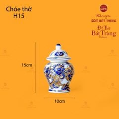 Chóe Thờ Men Lam Nổi Độc Long Chầu Ngọc Vẽ Vàng