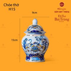 Chóe Thờ Men Lam Vẽ Vàng Họa Tiết Hoa Sen