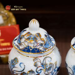 Chóe Thờ Men Lam Vẽ Vàng Họa Tiết Hoa Sen