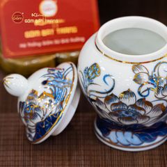 Chóe Thờ Men Lam Vẽ Vàng Họa Tiết Hoa Sen