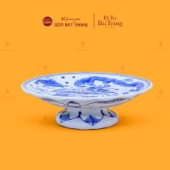 Mâm Bồng Men Lam Họa Tiết Lý Ngư Vọng Nguyệt