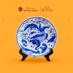 Mâm Bồng Men Lam Họa Tiết Lý Ngư Vọng Nguyệt