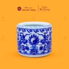 Bát Hương Men Lam Họa Tiết Song Long Chầu Nguyệt