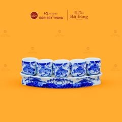 Bộ Kỷ 5 Chén Thờ Men Lam Họa Tiết Hoa Sen