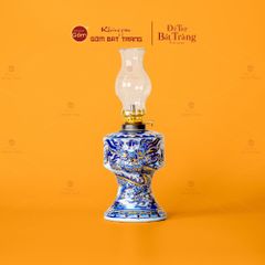 Đèn Dầu Thờ Men Lam Nổi Độc Long Vẽ Vàng