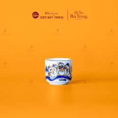 Bộ Kỷ Ngai 5 Chén Thờ Men Lam Nổi Vẽ Vàng