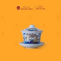 Bát Sâm Men Lam Vẽ Vàng Họa Tiết Hoa Sen
