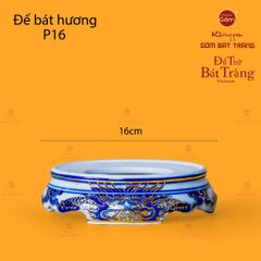 Bát Hương Men Lam Nổi Song Long Chầu Nguyệt Vẽ Vàng