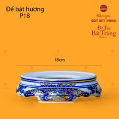 Bát Hương Men Lam Nổi Song Long Chầu Nguyệt Vẽ Vàng