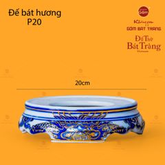 Bát Hương Men Lam Nổi Song Long Chầu Nguyệt Vẽ Vàng