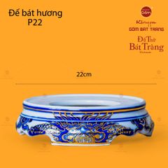Bát Hương Men Lam Nổi Song Long Chầu Nguyệt Vẽ Vàng