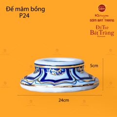 Mâm Bồng Men Lam Nổi Long Phụng Trình Tường Vẽ Vàng