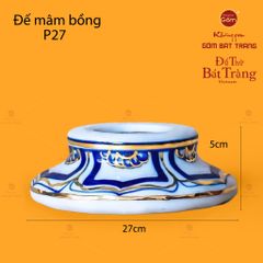 Mâm Bồng Men Lam Nổi Long Phụng Trình Tường Vẽ Vàng