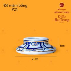 Mâm Bồng Men Lam Nổi Long Phụng Trình Tường Vẽ Vàng