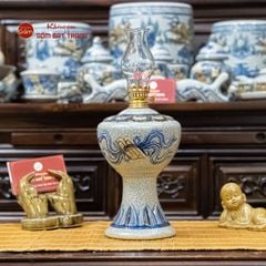 Đèn Dầu Thờ Men Rạn Họa Tiết Cuốn Thư