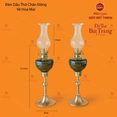 Đèn Dầu Thờ Chân Đồng Khắc Hoa Sen