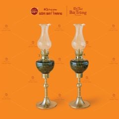 Đèn Dầu Thờ Chân Đồng Khắc Hoa Sen