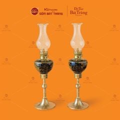 Đèn Dầu Thờ Chân Đồng Vẽ Đào
