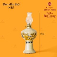 Đèn Dầu Thờ Men Hoàng Tộc Vẽ Vàng Họa Tiết Cuốn Thư