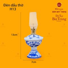 Đèn Dầu Thờ Men Lam Họa Tiết Hoa Sen