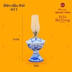 Đèn Dầu Thờ Men Lam Họa Tiết Hoa Sen