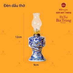 Đèn Dầu Thờ Men Lam Nổi Độc Long Vẽ Vàng