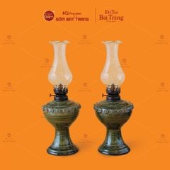 Đèn Dầu Thờ Men Xanh Ngọc Đắp Nổi Hoa