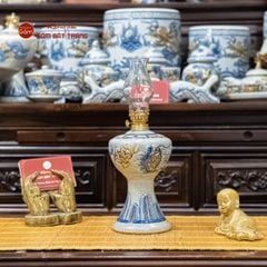 Đèn Dầu Thờ Men Rạn Họa Tiết Hoa Sen