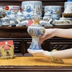 Đèn Dầu Thờ Men Rạn Họa Tiết Hoa Sen