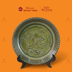 Đĩa Trưng Bày Đắp Nổi Cá Chép Hoa Sen