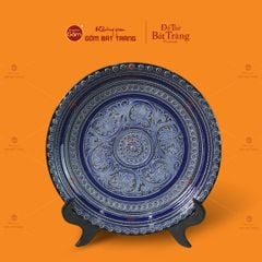 Đĩa Trưng Bày Đắp Nổi Hoa Sen Hội Tụ