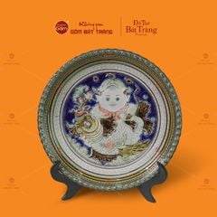 Đĩa Trưng Bày Đắp Nổi Cậu Bé Ôm Cá
