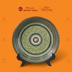 Đĩa Trưng Bày Đắp Nổi Vẽ Màu Hoa Dây