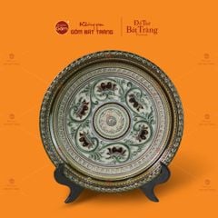 Đĩa Trưng Bày Đắp Nổi Vẽ Màu Hoa Sen Hội Tụ