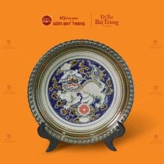 Đĩa Trưng Bày Đắp Nổi Vẽ Màu Lân Quy Phụng