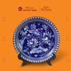 Đĩa Trưng Bày Men Lam Hoa Sen Nở Rộ