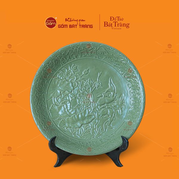 Đĩa Trưng Bày Men Ngọc Song Ngư Cát Hạnh