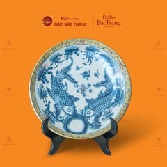 Đĩa Trưng Bày Men Rạn Bọc Đồng Song Ngư Cát Hạnh